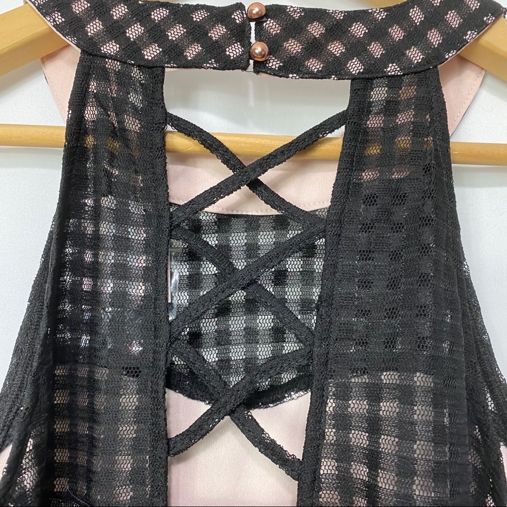 NWT-Candies-Black Semi Sheer Overlay Pink Dress L - Picture 8 of 12